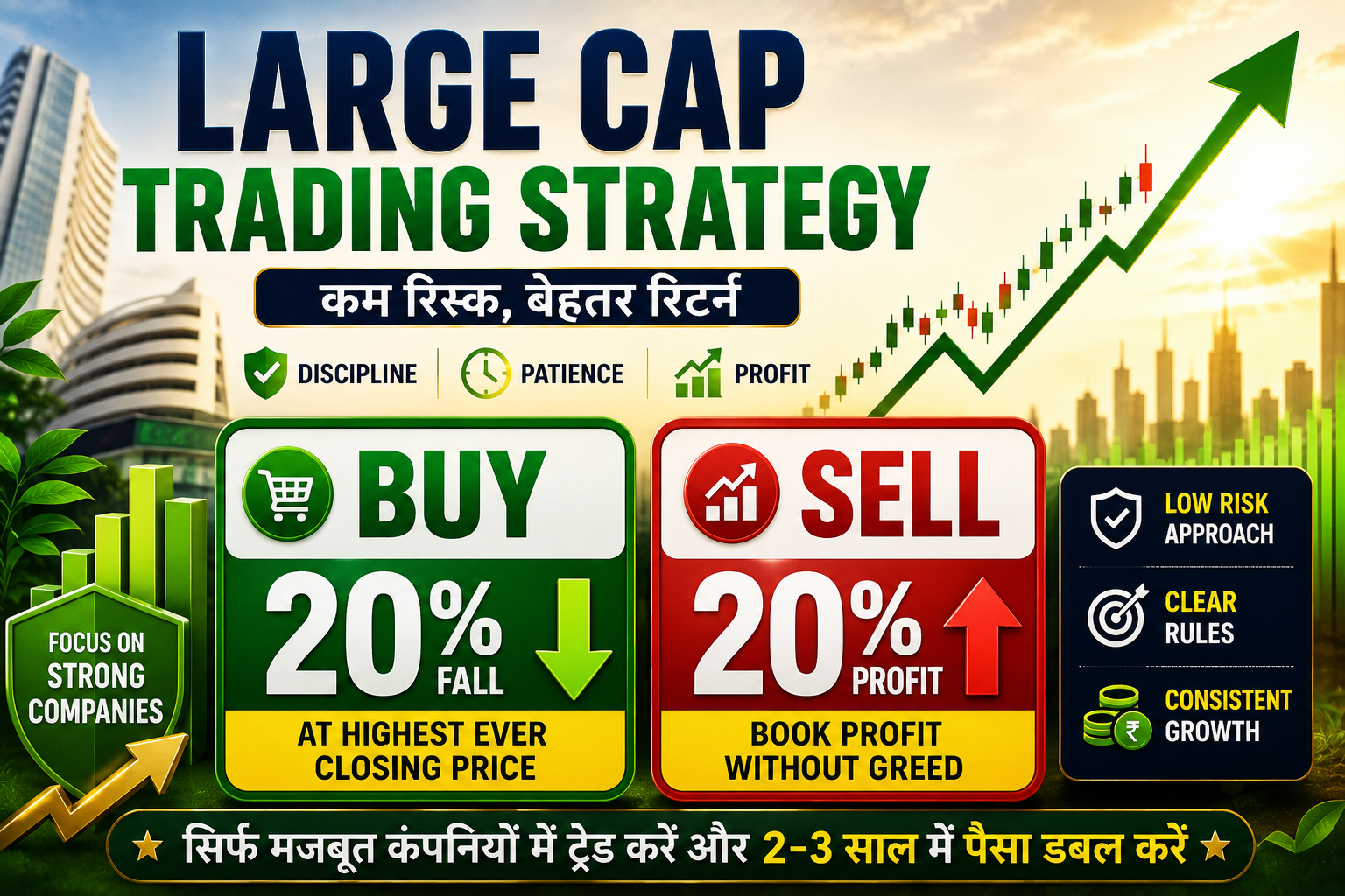 Large Cap Trading Strategy in Hindi - 20% Fall Buy and 20% Profit Sell Rule